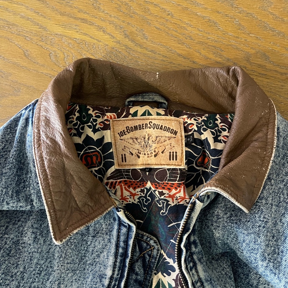 VINTAGE men’s 10E Bomber Squadron denim jacket quilted lined XL - Picture 9 of 10